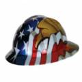 Msa V-guard Full Brim Hard Hat - American Flag W/two Eagles